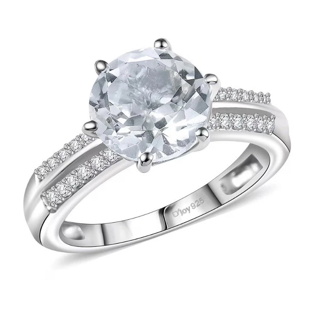D'Joy Golconda Topaz 3.85ct Star Brilliance Platinum Over Sterling Silver Ring 7